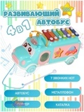 Развивающая игрушка Автобус (Металлофон, сортер) голубой, в/к 30*10,9*19,2 см